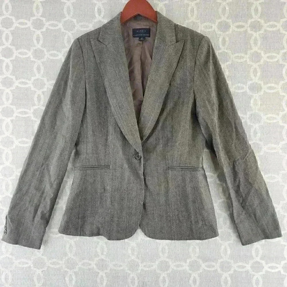 Cambia Mark Shale Virgin Wool Brown Striped Blazer Women's 6 - Picture 1 of 11